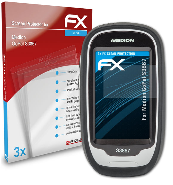 atFoliX FX-Clear Schutzfolie für Medion GoPal S3867