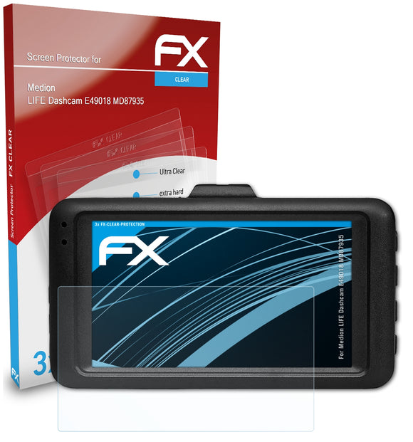 atFoliX FX-Clear Schutzfolie für Medion LIFE Dashcam E49018 (MD87935)