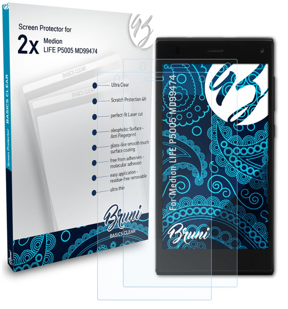 Bruni Basics-Clear Displayschutzfolie für Medion LIFE P5005 (MD99474)