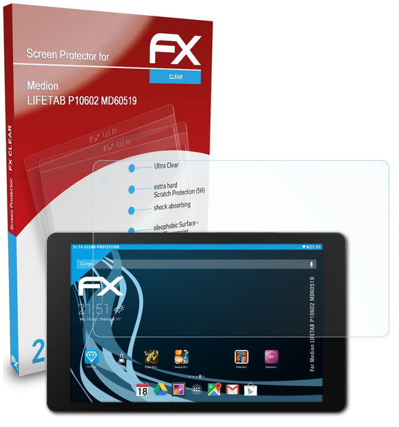 atFoliX FX-Clear Schutzfolie für Medion LIFETAB P10602 (MD60519)