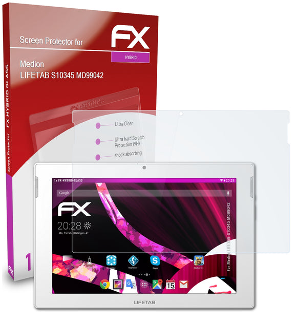 atFoliX FX-Hybrid-Glass Panzerglasfolie für Medion LIFETAB S10345 (MD99042)