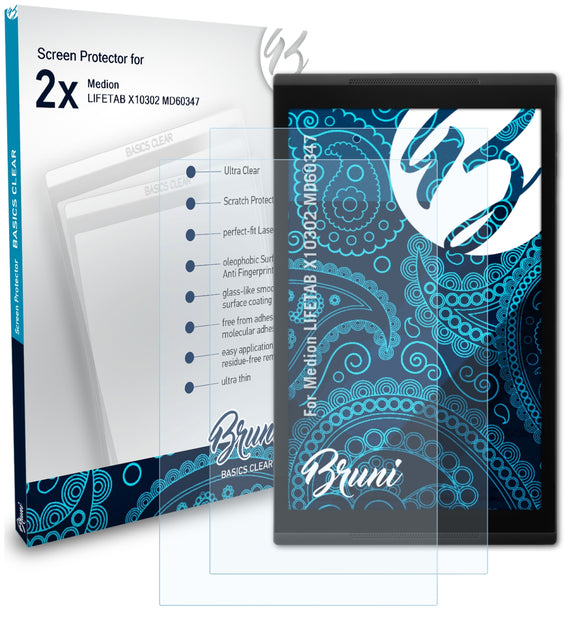 Bruni Basics-Clear Displayschutzfolie für Medion LIFETAB X10302 (MD60347)
