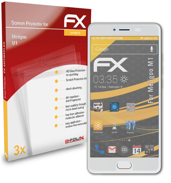 atFoliX FX-Antireflex Displayschutzfolie für Meiigoo M1
