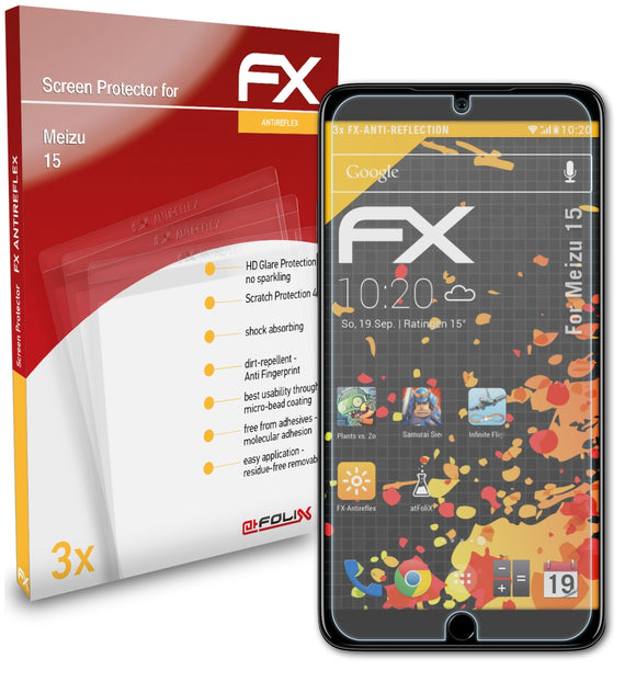 atFoliX FX-Antireflex Displayschutzfolie für Meizu 15