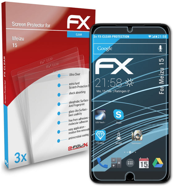 atFoliX FX-Clear Schutzfolie für Meizu 15