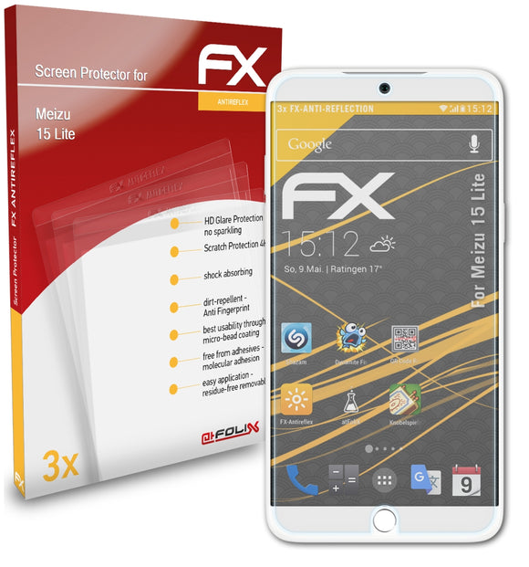 atFoliX FX-Antireflex Displayschutzfolie für Meizu 15 Lite