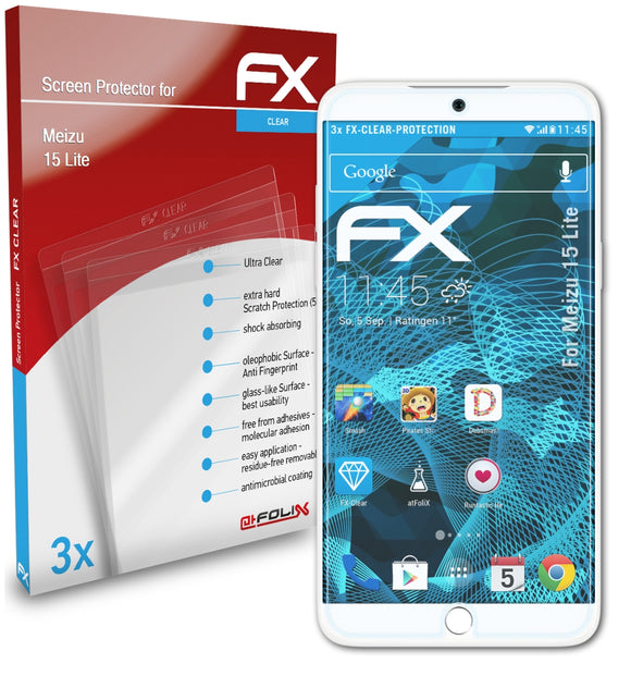 atFoliX FX-Clear Schutzfolie für Meizu 15 Lite