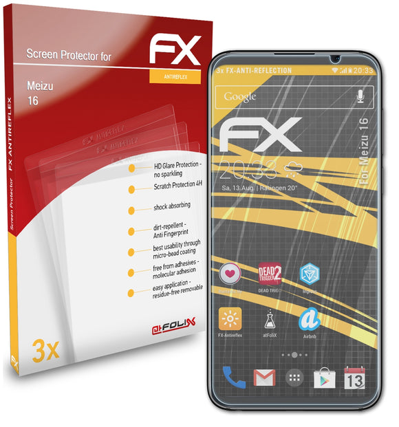 atFoliX FX-Antireflex Displayschutzfolie für Meizu 16