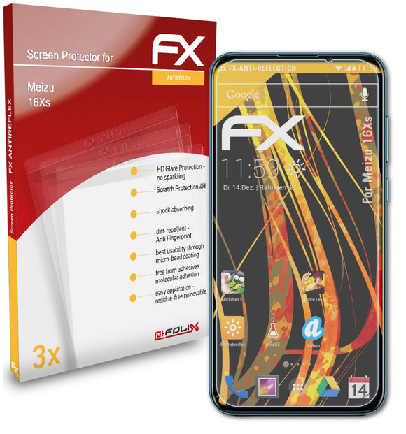 atFoliX FX-Antireflex Displayschutzfolie für Meizu 16Xs