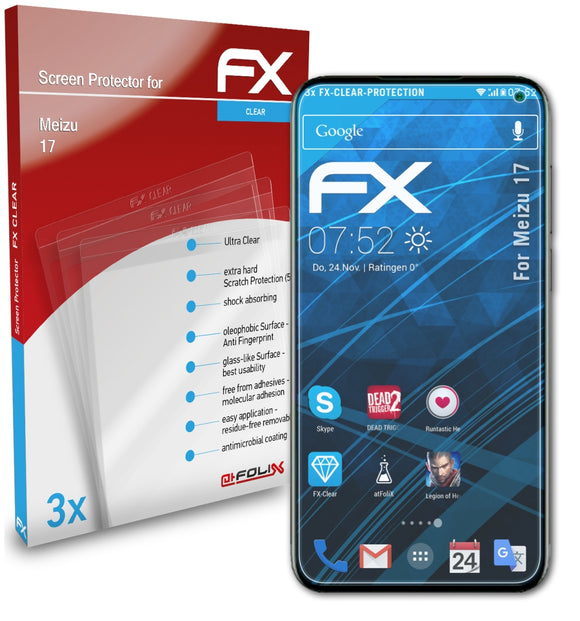 atFoliX FX-Clear Schutzfolie für Meizu 17