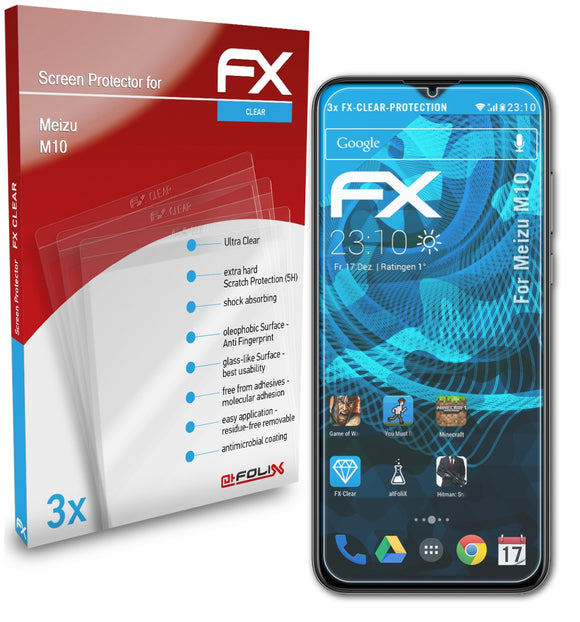 atFoliX FX-Clear Schutzfolie für Meizu M10