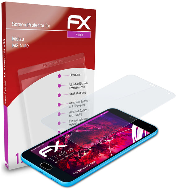 atFoliX FX-Hybrid-Glass Panzerglasfolie für Meizu M2 Note