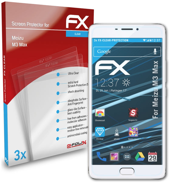 atFoliX FX-Clear Schutzfolie für Meizu M3 Max