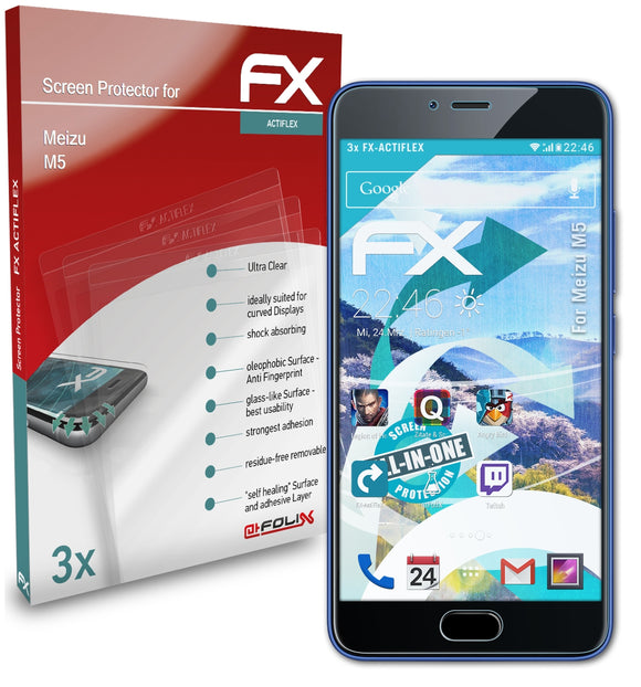 atFoliX FX-ActiFleX Displayschutzfolie für Meizu M5