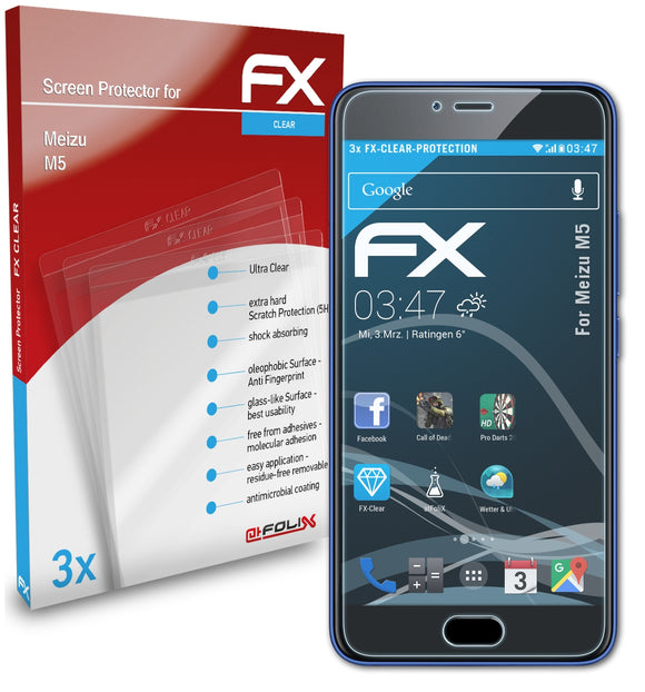 atFoliX FX-Clear Schutzfolie für Meizu M5