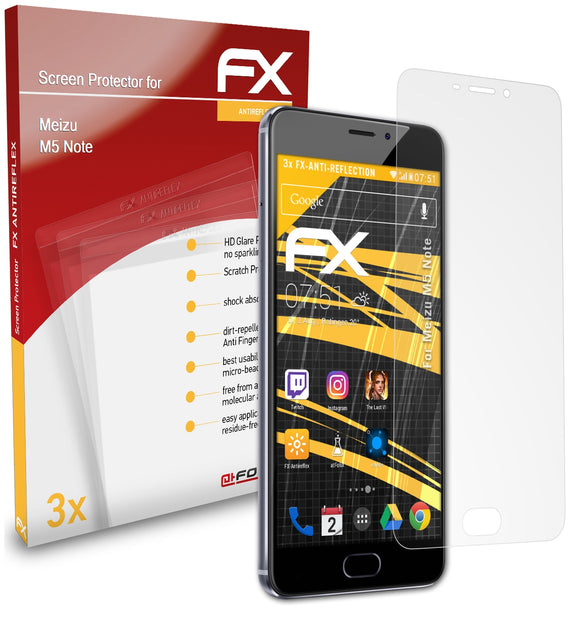 atFoliX FX-Antireflex Displayschutzfolie für Meizu M5 Note