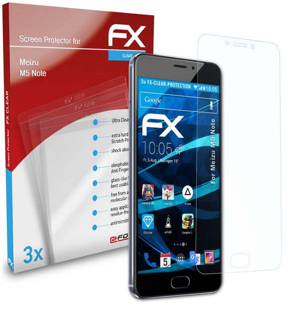 atFoliX FX-Clear Schutzfolie für Meizu M5 Note