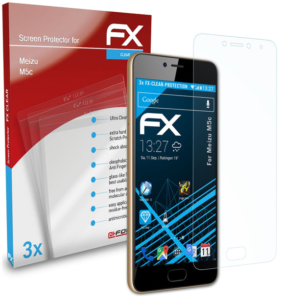 atFoliX FX-Clear Schutzfolie für Meizu M5c