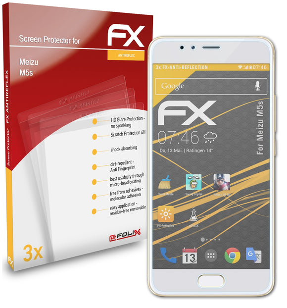 atFoliX FX-Antireflex Displayschutzfolie für Meizu M5s