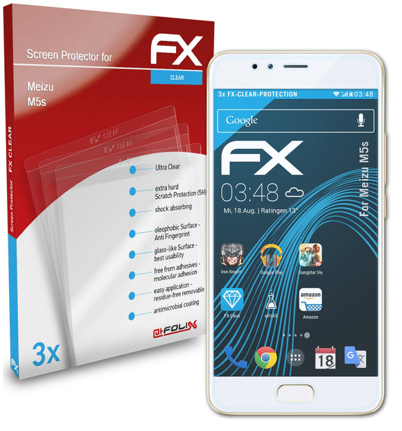 atFoliX FX-Clear Schutzfolie für Meizu M5s