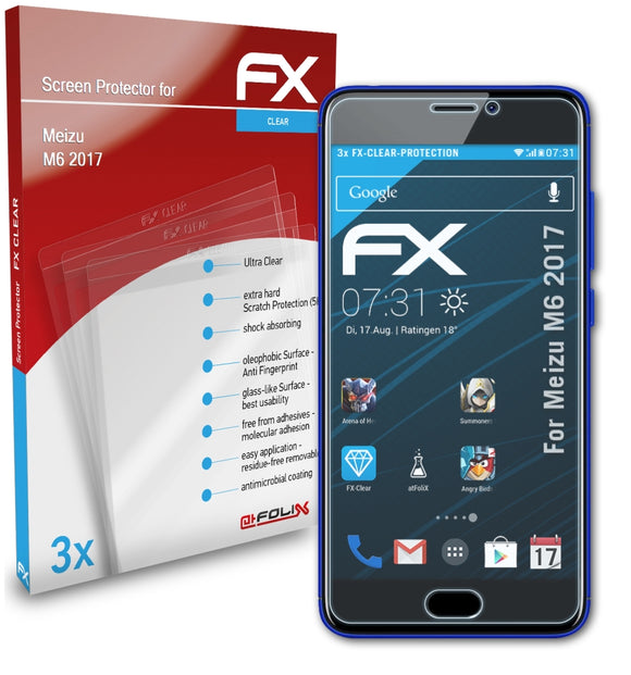atFoliX FX-Clear Schutzfolie für Meizu M6 (2017)