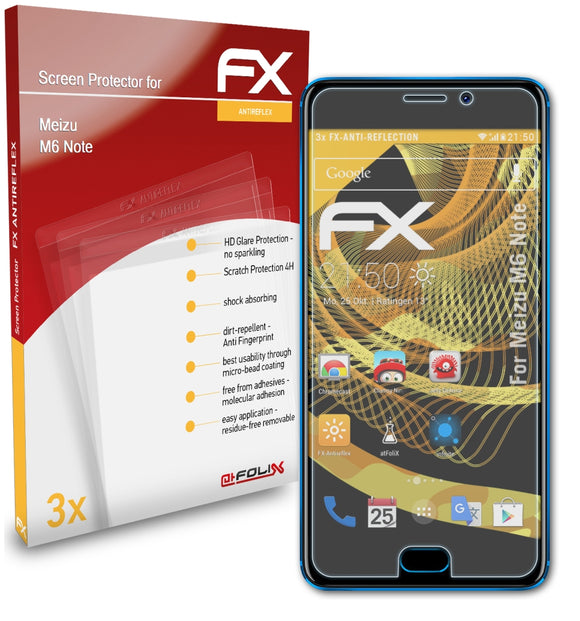 atFoliX FX-Antireflex Displayschutzfolie für Meizu M6 Note