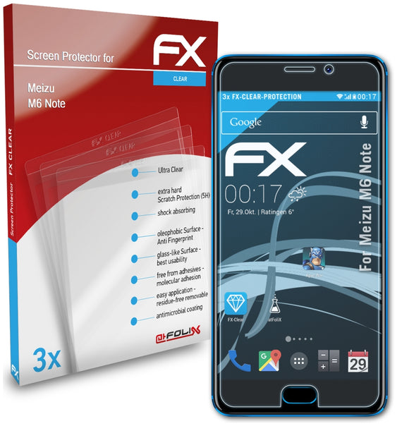 atFoliX FX-Clear Schutzfolie für Meizu M6 Note