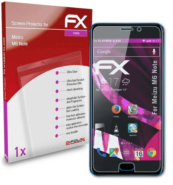 atFoliX FX-Hybrid-Glass Panzerglasfolie für Meizu M6 Note