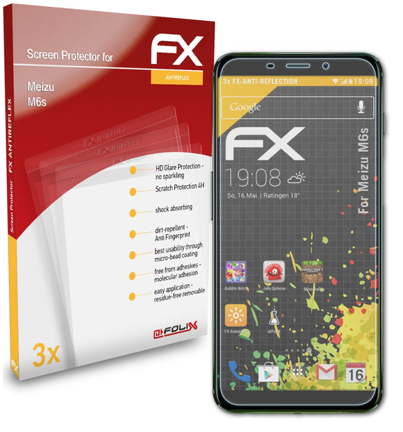 atFoliX FX-Antireflex Displayschutzfolie für Meizu M6s