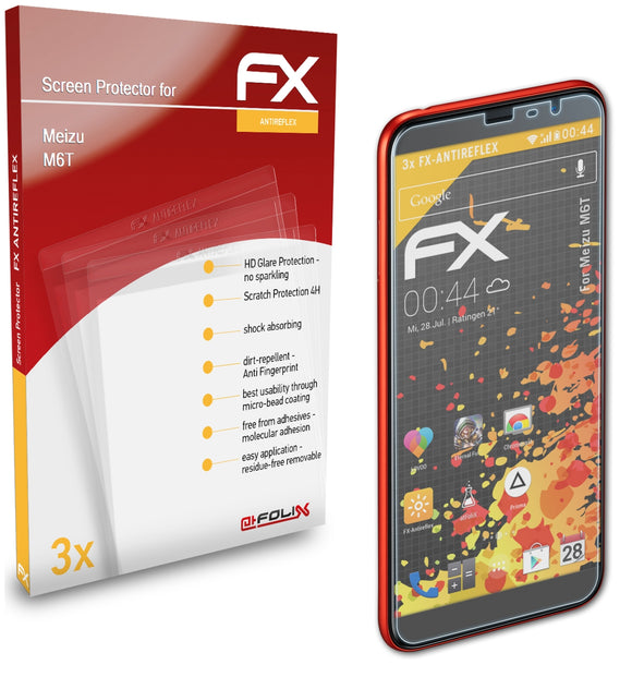 atFoliX FX-Antireflex Displayschutzfolie für Meizu M6T