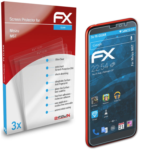 atFoliX FX-Clear Schutzfolie für Meizu M6T