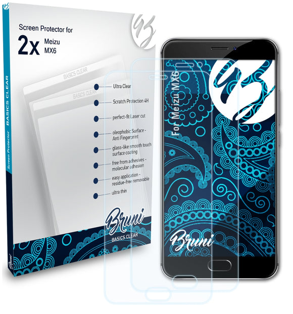 Bruni Basics-Clear Displayschutzfolie für Meizu MX6