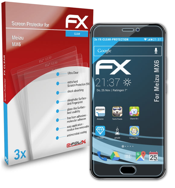 atFoliX FX-Clear Schutzfolie für Meizu MX6