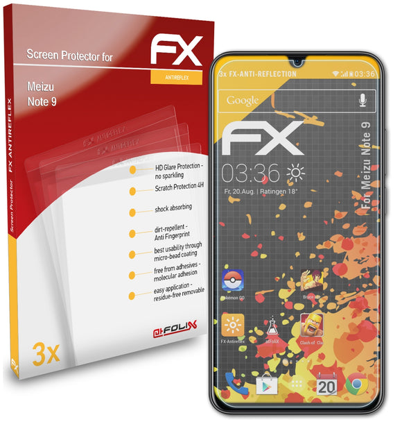 atFoliX FX-Antireflex Displayschutzfolie für Meizu Note 9