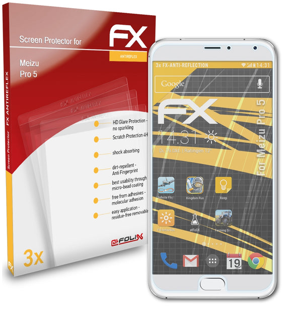 atFoliX FX-Antireflex Displayschutzfolie für Meizu Pro 5