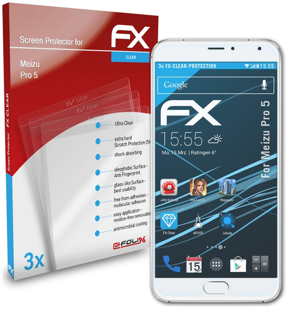 atFoliX FX-Clear Schutzfolie für Meizu Pro 5