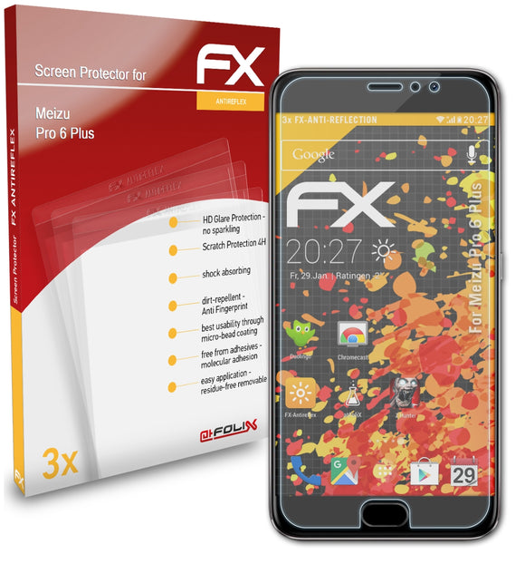 atFoliX FX-Antireflex Displayschutzfolie für Meizu Pro 6 Plus