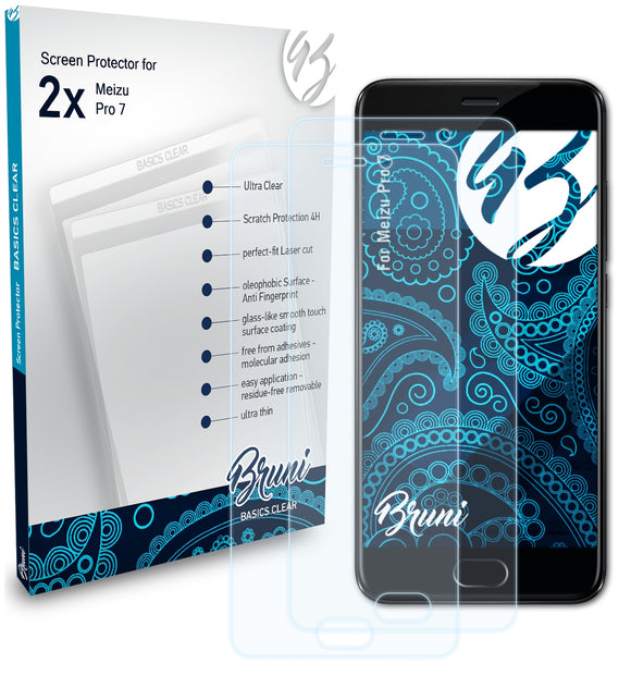 Bruni Basics-Clear Displayschutzfolie für Meizu Pro 7
