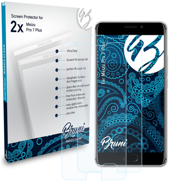 Bruni Basics-Clear Displayschutzfolie für Meizu Pro 7 Plus