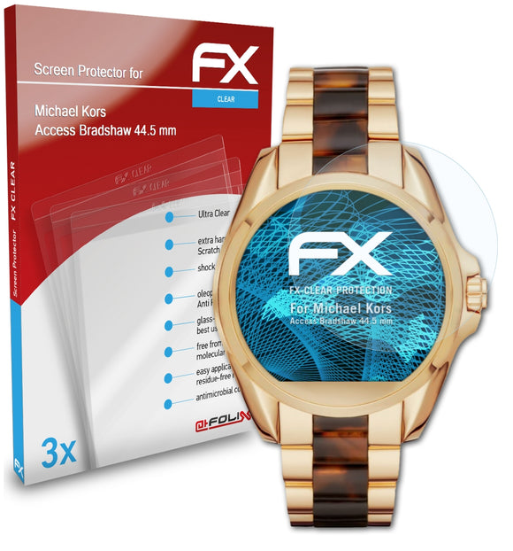 atFoliX FX-Clear Schutzfolie für Michael Kors Access Bradshaw (44.5 mm)