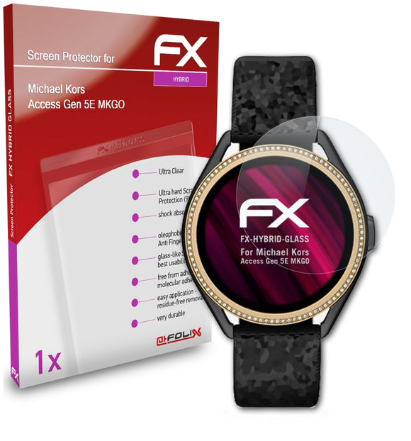 atFoliX FX-Hybrid-Glass Panzerglasfolie für Michael Kors Access Gen 5E MKGO