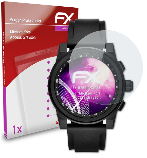 atFoliX FX-Hybrid-Glass Panzerglasfolie für Michael Kors Access Grayson