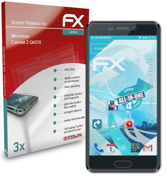 atFoliX FX-ActiFleX Displayschutzfolie für Micromax Canvas 2 (Q4310)