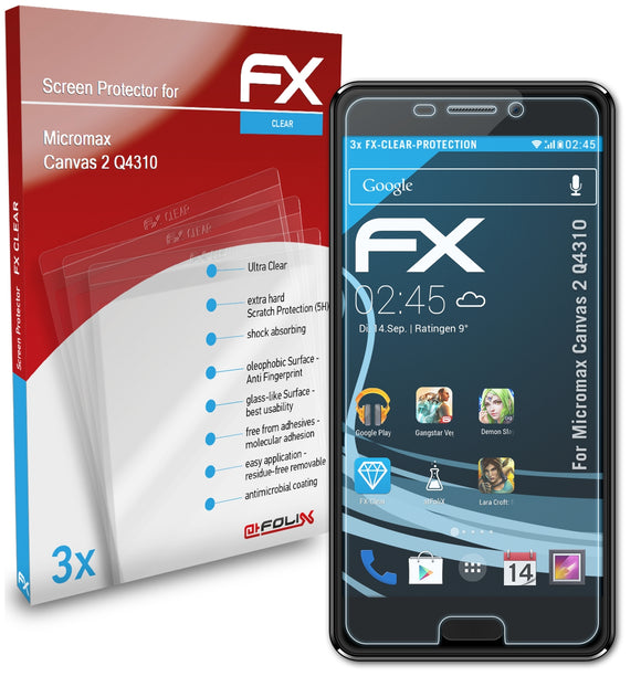 atFoliX FX-Clear Schutzfolie für Micromax Canvas 2 (Q4310)