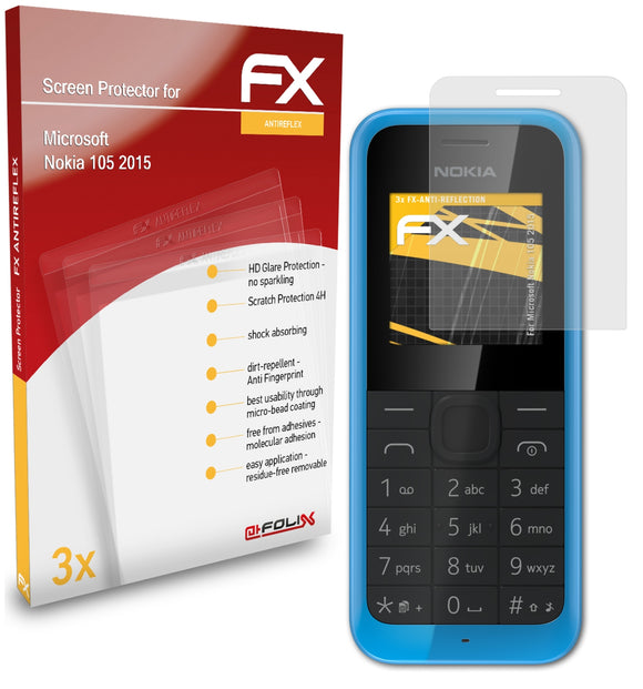 atFoliX FX-Antireflex Displayschutzfolie für Microsoft Nokia 105 (2015)