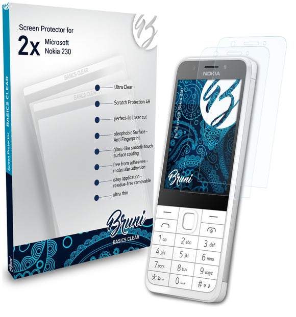 Bruni Basics-Clear Displayschutzfolie für Microsoft Nokia 230