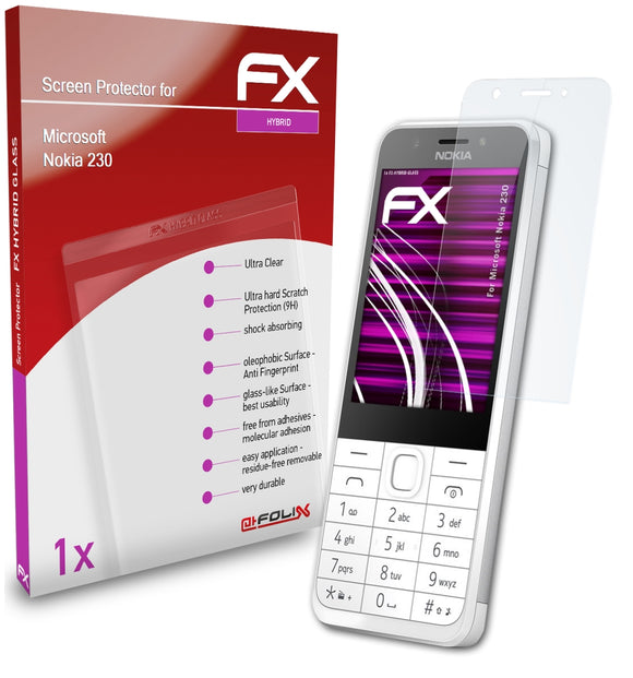 atFoliX FX-Hybrid-Glass Panzerglasfolie für Microsoft Nokia 230