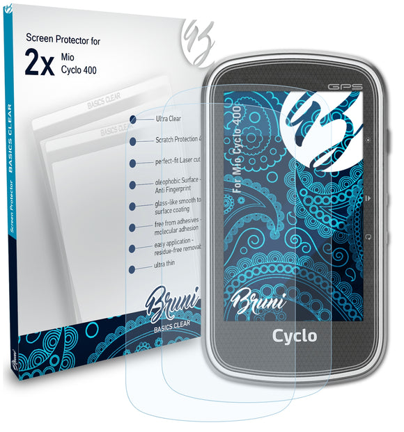Bruni Basics-Clear Displayschutzfolie für Mio Cyclo 400