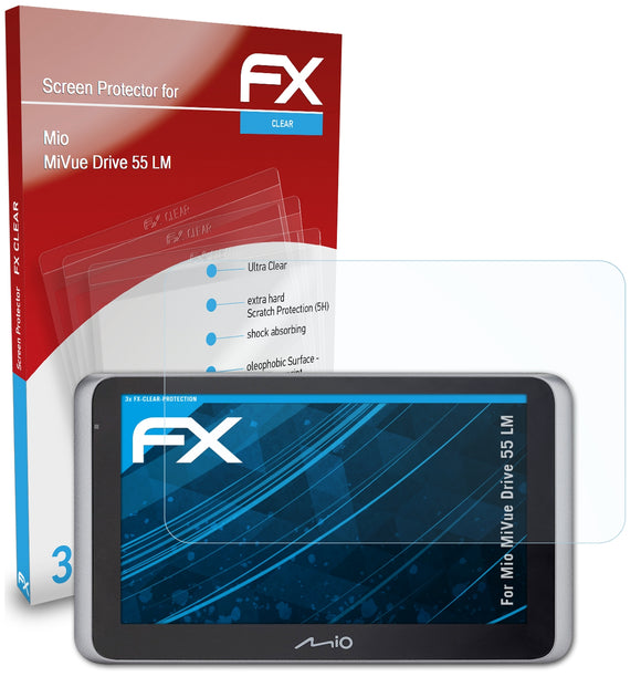 atFoliX FX-Clear Schutzfolie für Mio MiVue Drive 55 LM