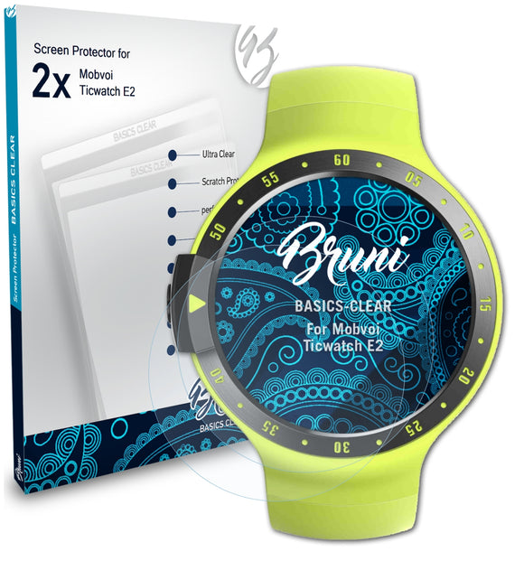 Bruni Basics-Clear Displayschutzfolie für Mobvoi Ticwatch E2